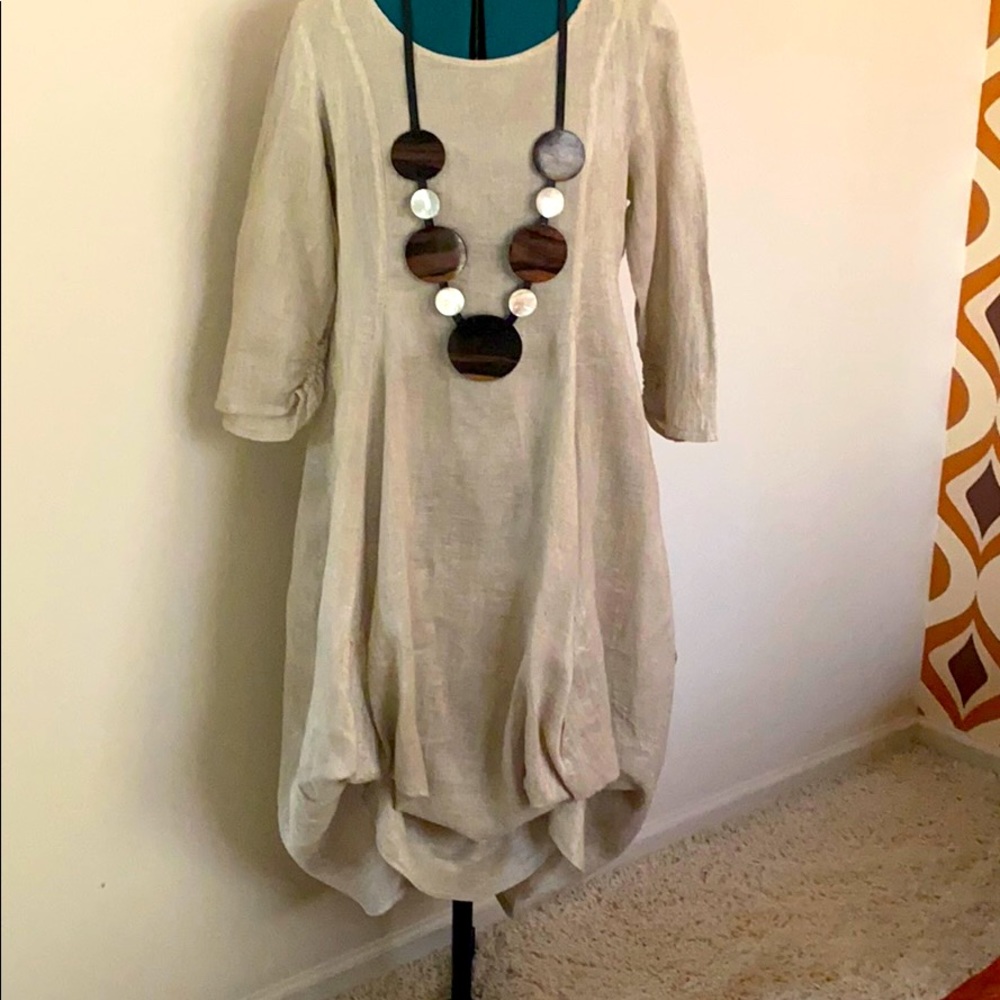 Hand woven specialty linen dress from Italy.